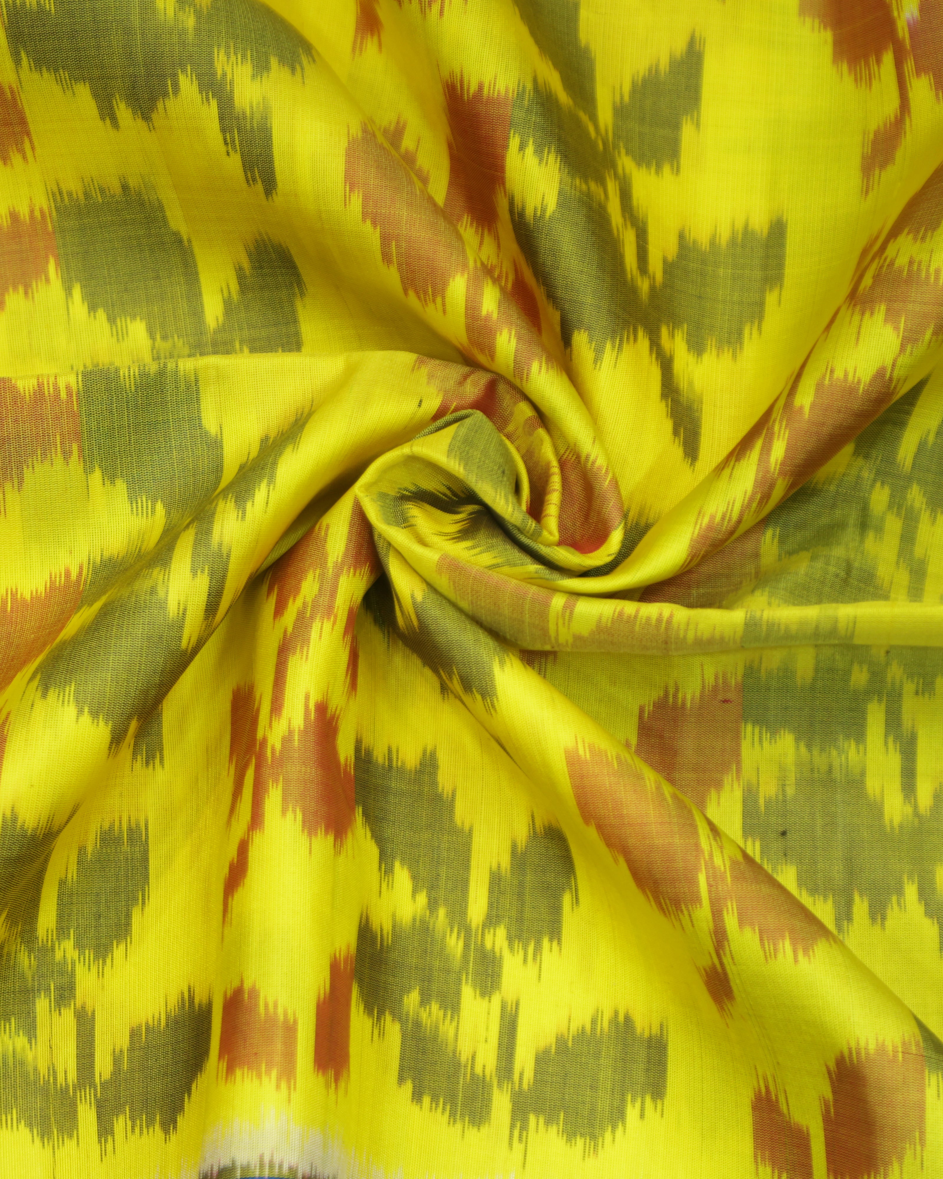 Pochampalli Pure Silk Saree – Plants Pattern in Yellow & Rama Blue