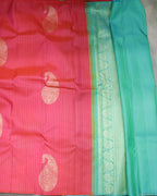 Kanchipuram Zari Lines Borderless Pure Silk Saree