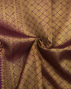 Kanchipuram Pure Silk Saree in Sea Green & Wine with Golden Zari