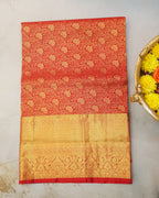Kanchipuram Bridal Red Silk Saree with All-Over Golden Zari