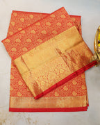 Kanchipuram Bridal Red Silk Saree with All-Over Golden Zari