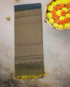 Kanchipuram Rama Blue Checks Silk Saree