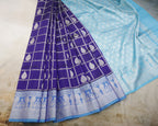 Venkatagiri Pure Silk Royal Blue Checks Saree