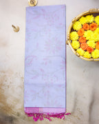 Pastel Sky Blue Pochampalli Soft Silk Saree
