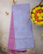 Pastel Sky Blue Pochampalli Soft Silk Saree