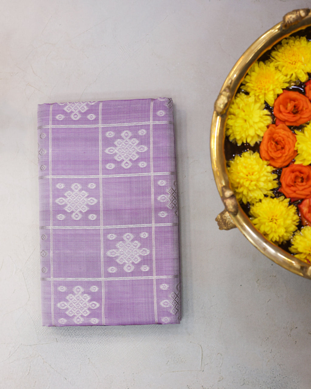 Venkatagiri Pastel Lavender Pure Silk Saree with Silver Zari