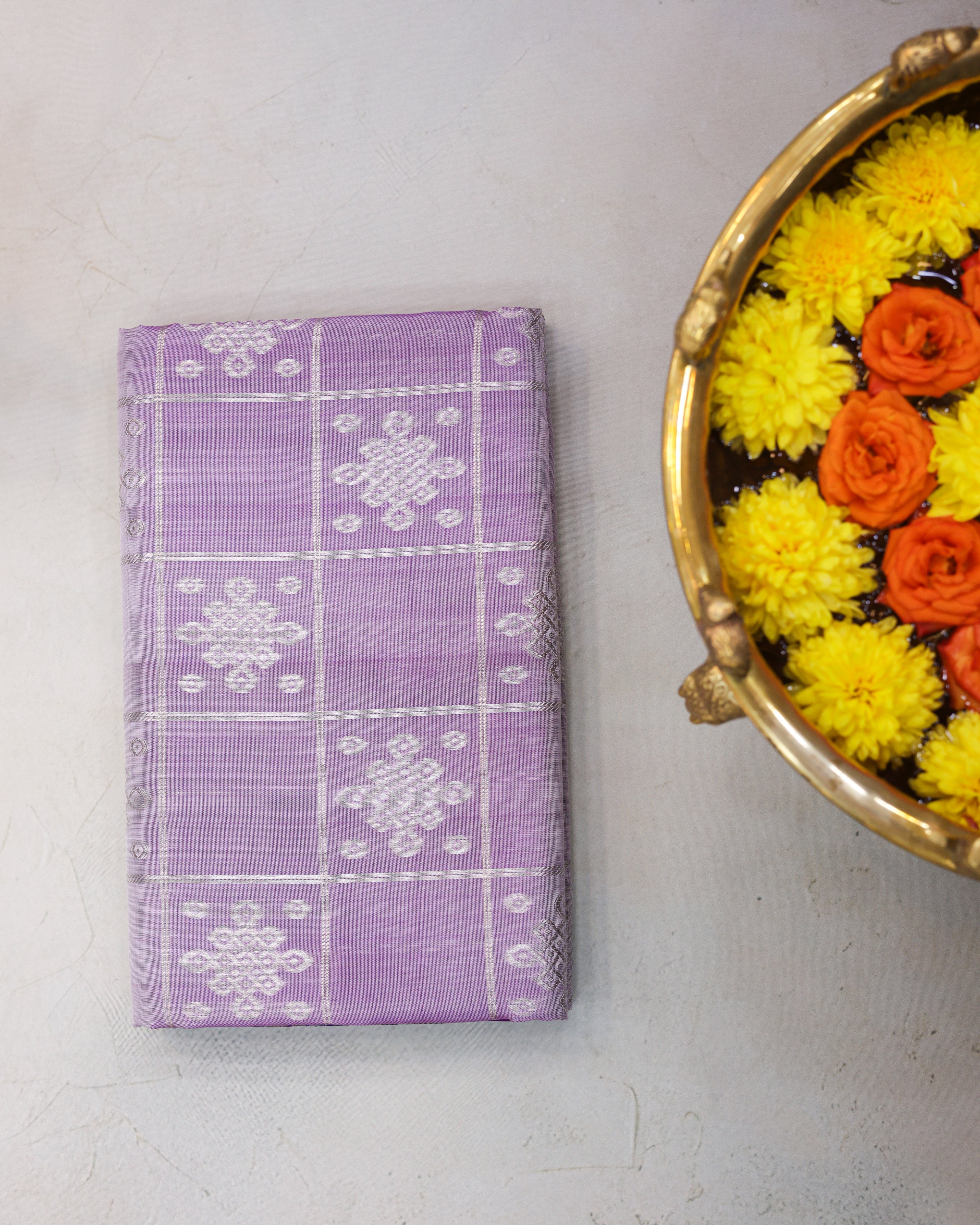 Venkatagiri Pastel Lavender Pure Silk Saree with Silver Zari