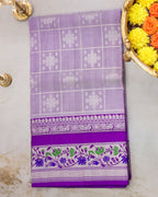 Venkatagiri Pastel Lavender Pure Silk Saree with Silver Zari