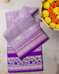 Venkatagiri Pastel Lavender Pure Silk Saree with Silver Zari