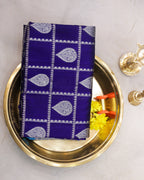 Venkatagiri Pure Silk Royal Blue Checks Saree
