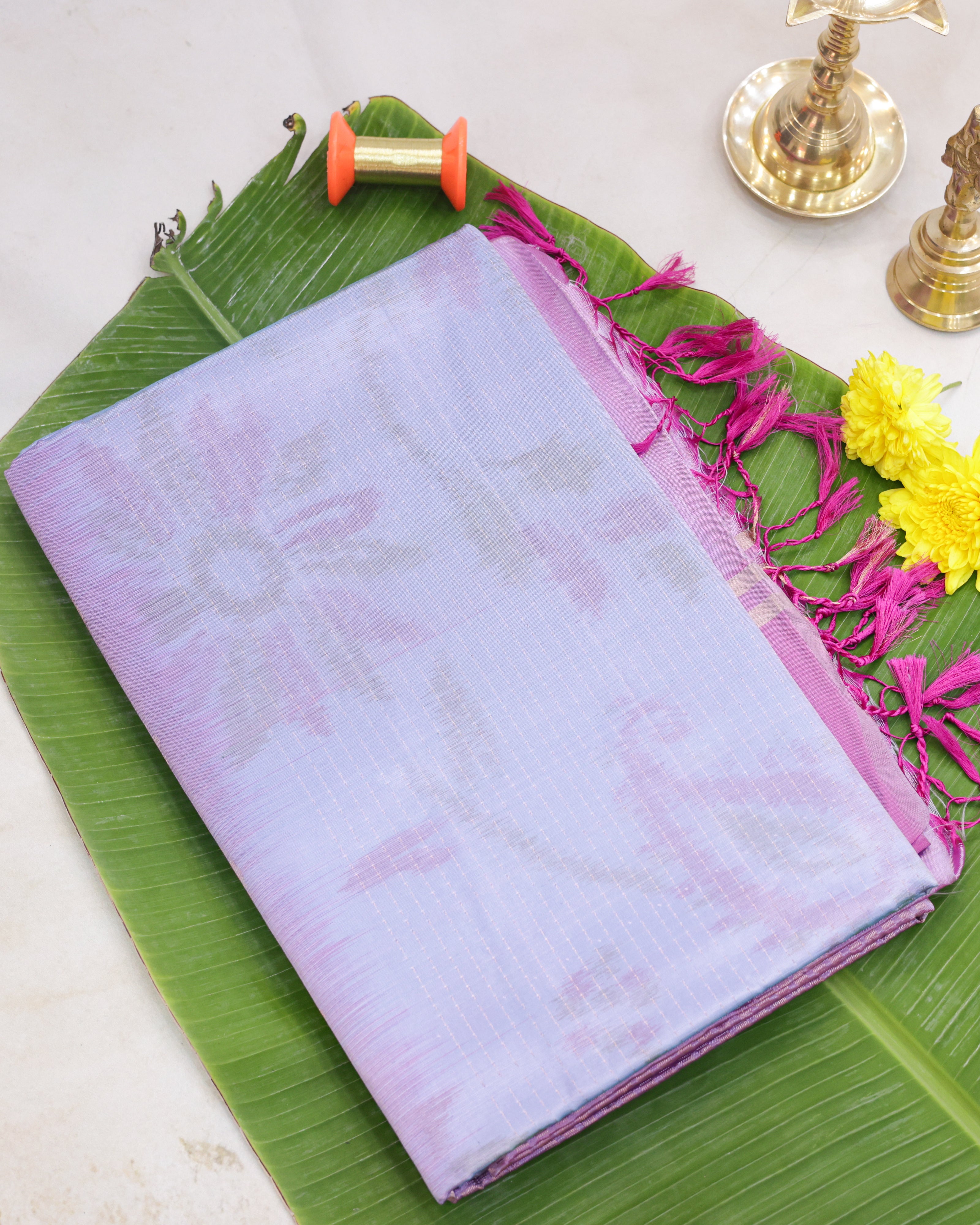 Pastel Sky Blue Pochampalli Soft Silk Saree