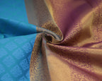 Kanchipuram Embossed Soft Silk Saree in Rama Blue & Dark Purple