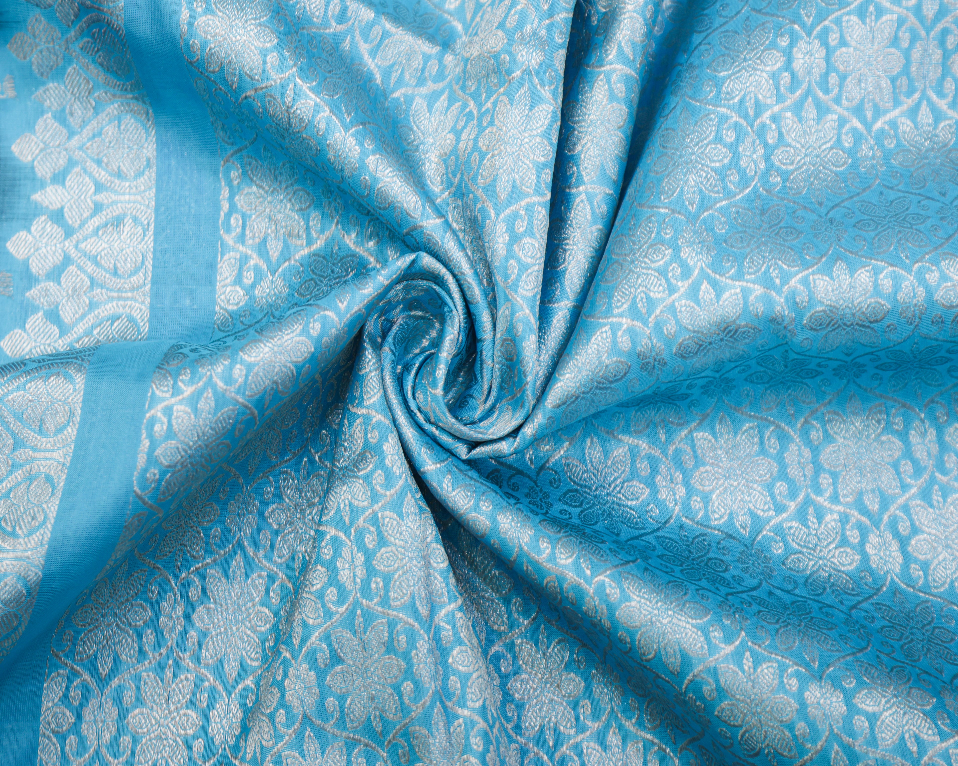 Venkatagiri Pure Silk Royal Blue Checks Saree