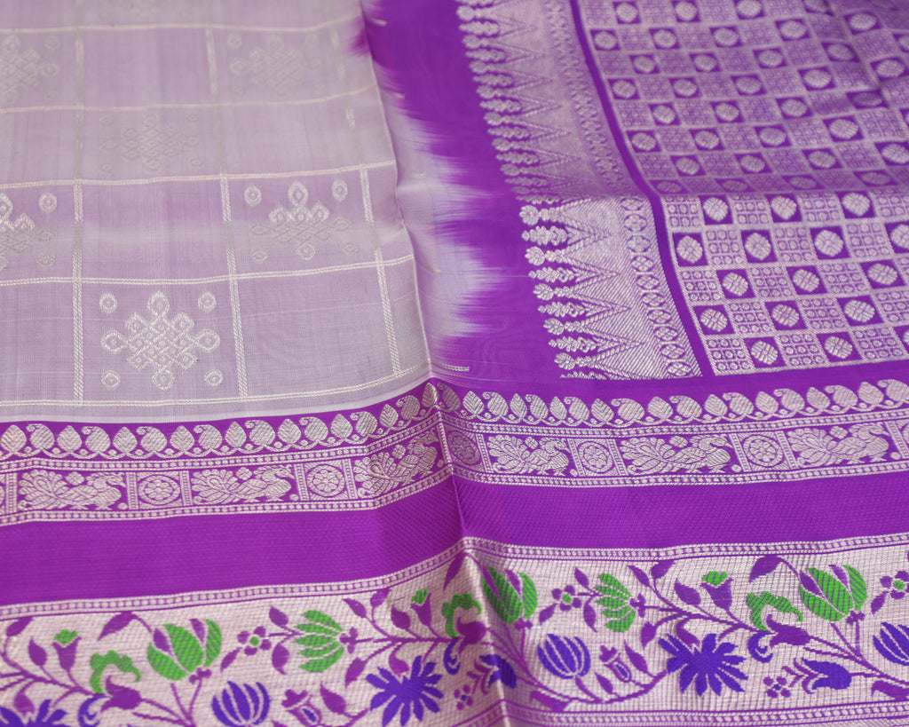 Venkatagiri Pastel Lavender Pure Silk Saree with Silver Zari