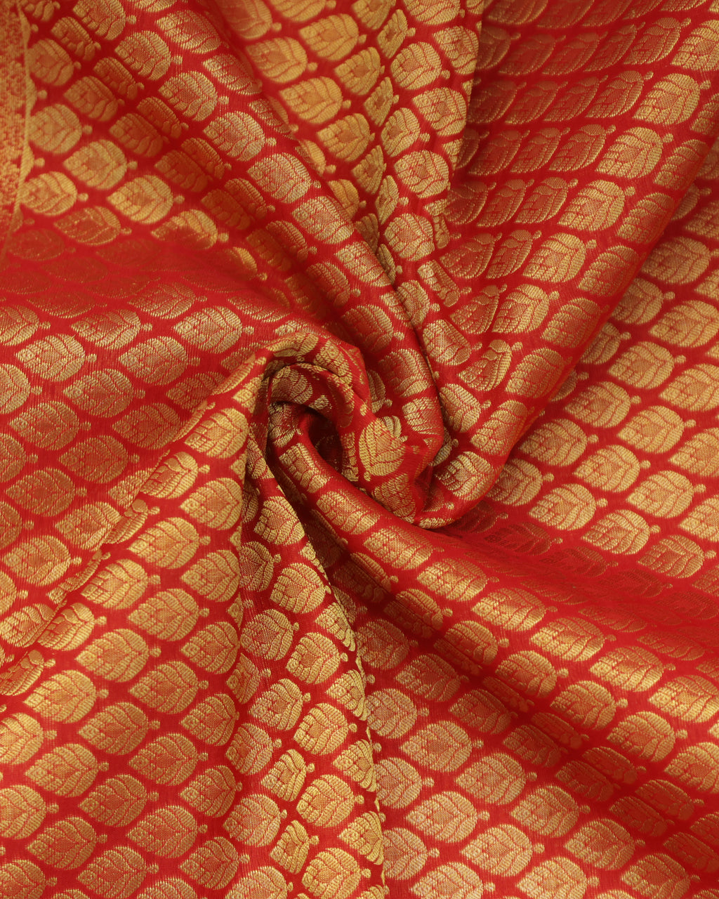Kanchipuram Bridal Red Silk Saree with All-Over Golden Zari