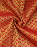 Kanchipuram Bridal Red Silk Saree with All-Over Golden Zari