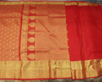 Kanchipuram Bridal Red Silk Saree with All-Over Golden Zari