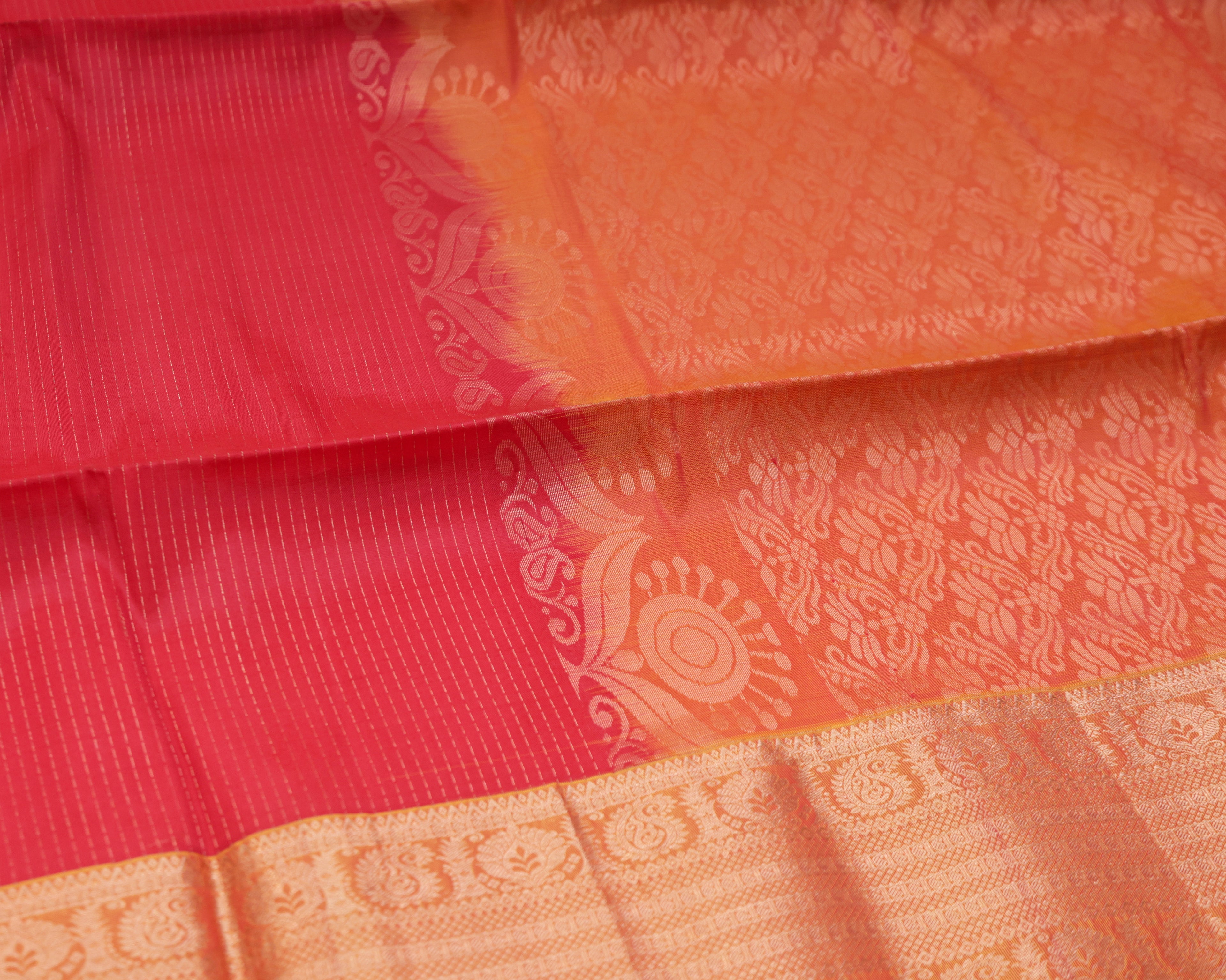 Classic Red Kanchipuram Line Border Silk Saree