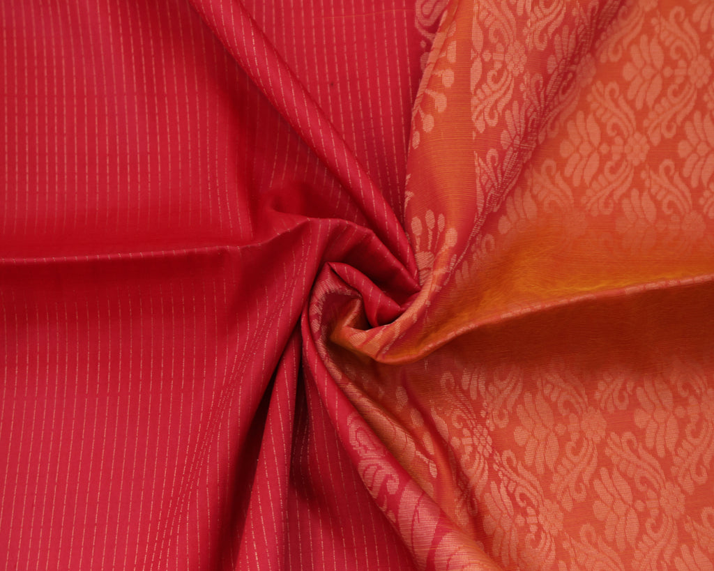 Classic Red Kanchipuram Line Border Silk Saree