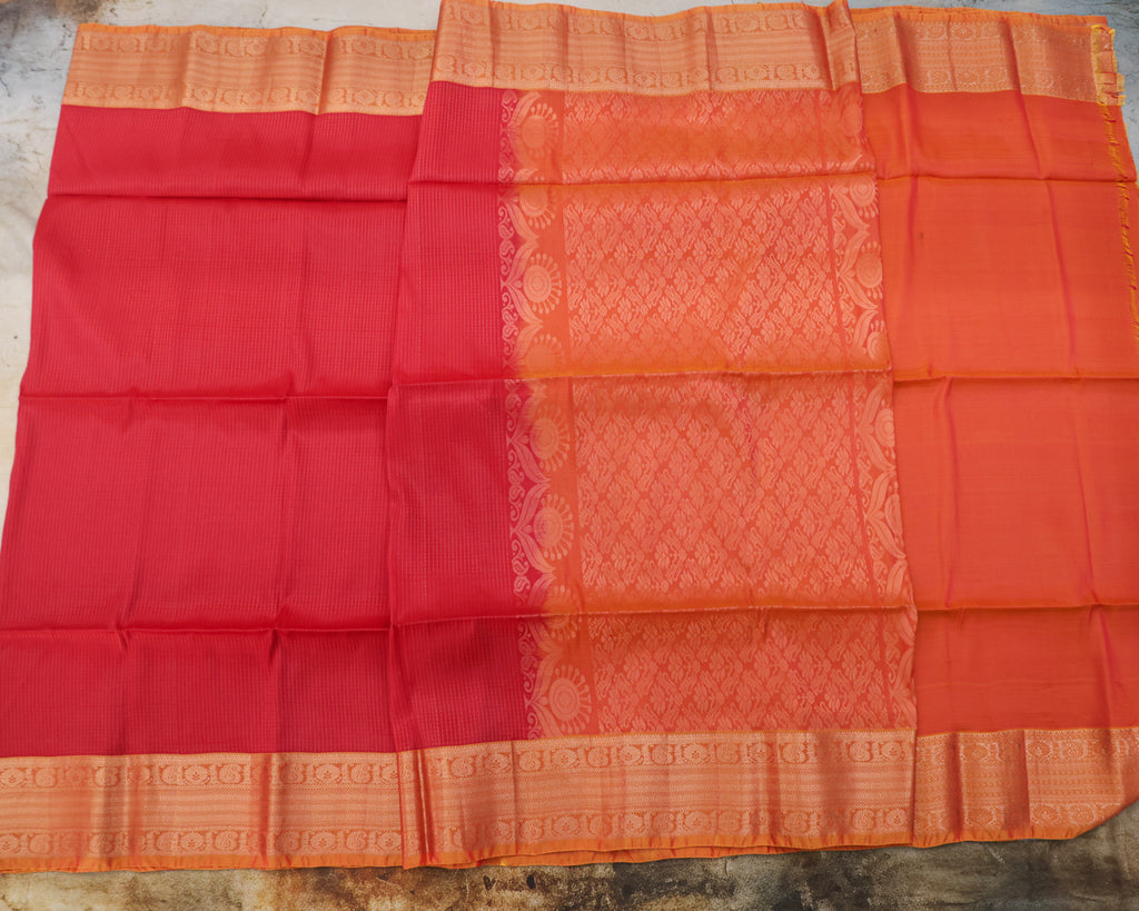 Classic Red Kanchipuram Line Border Silk Saree