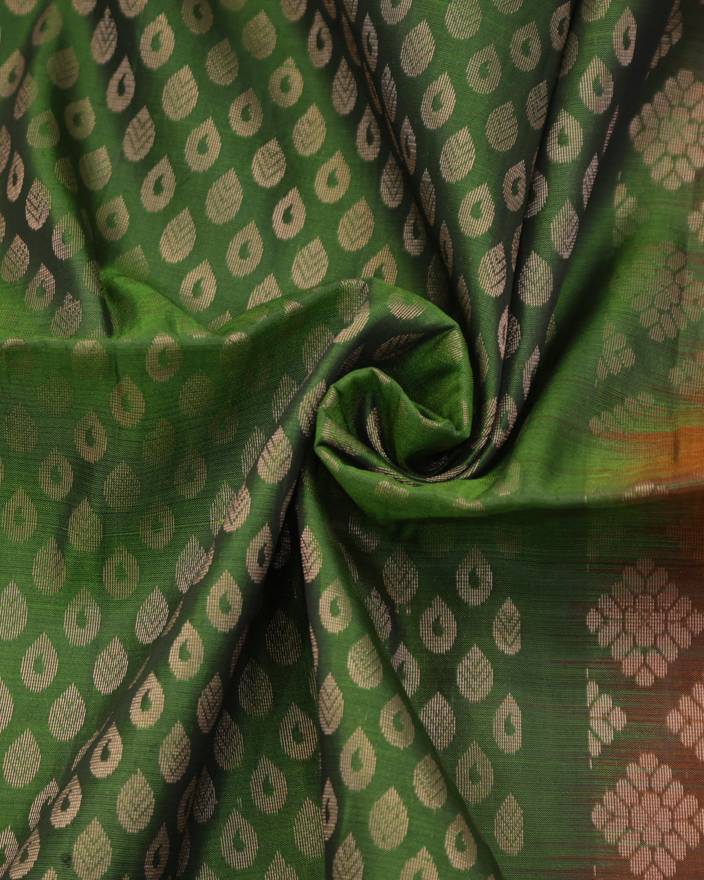 Kanchipuram Green & Brick Zari Silk Saree