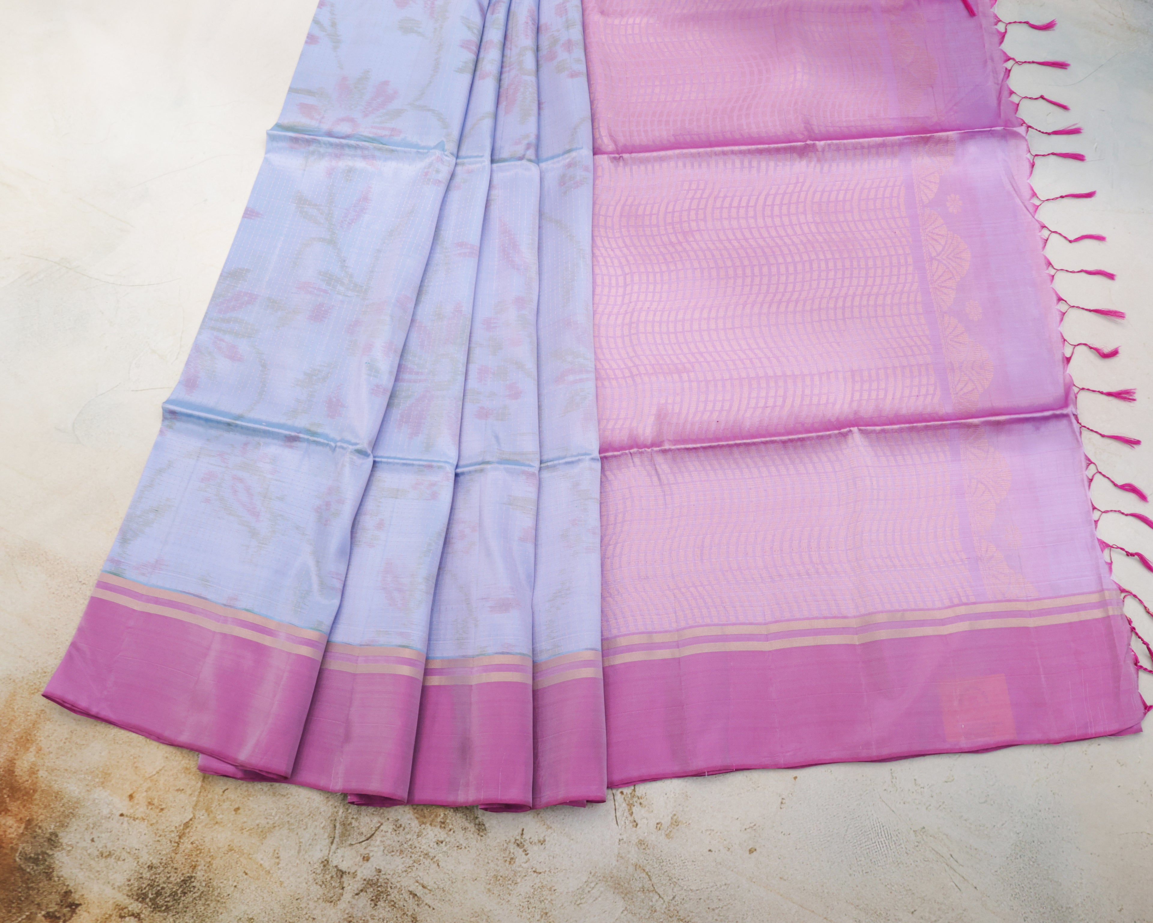 Pastel Sky Blue Pochampalli Soft Silk Saree