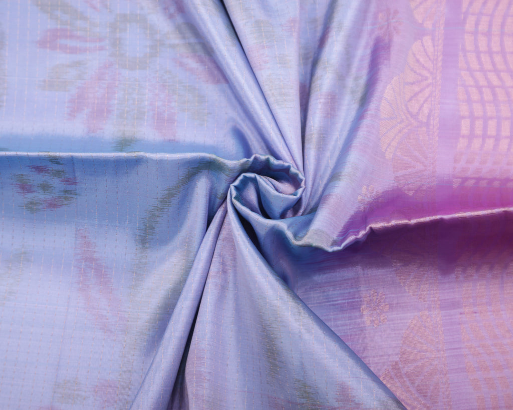 Pastel Sky Blue Pochampalli Soft Silk Saree