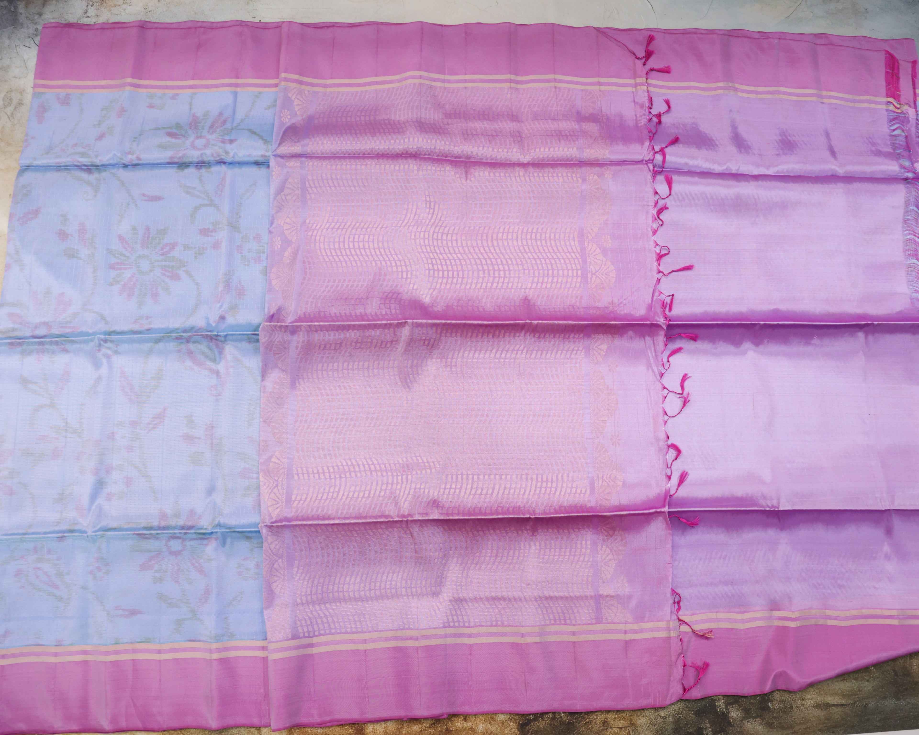 Pastel Sky Blue Pochampalli Soft Silk Saree