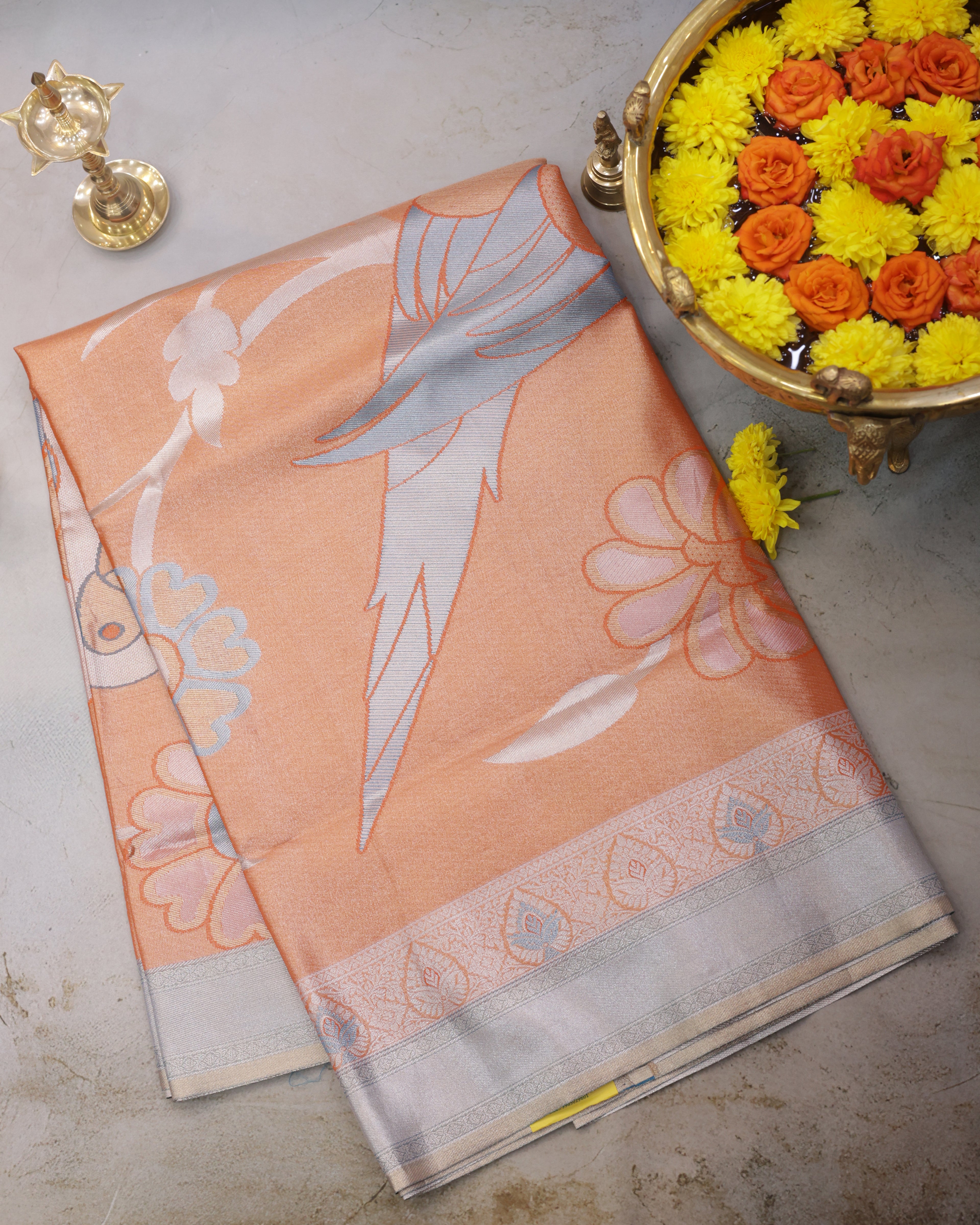 Kanchipuram Tissue Parrot Motif Silk Saree