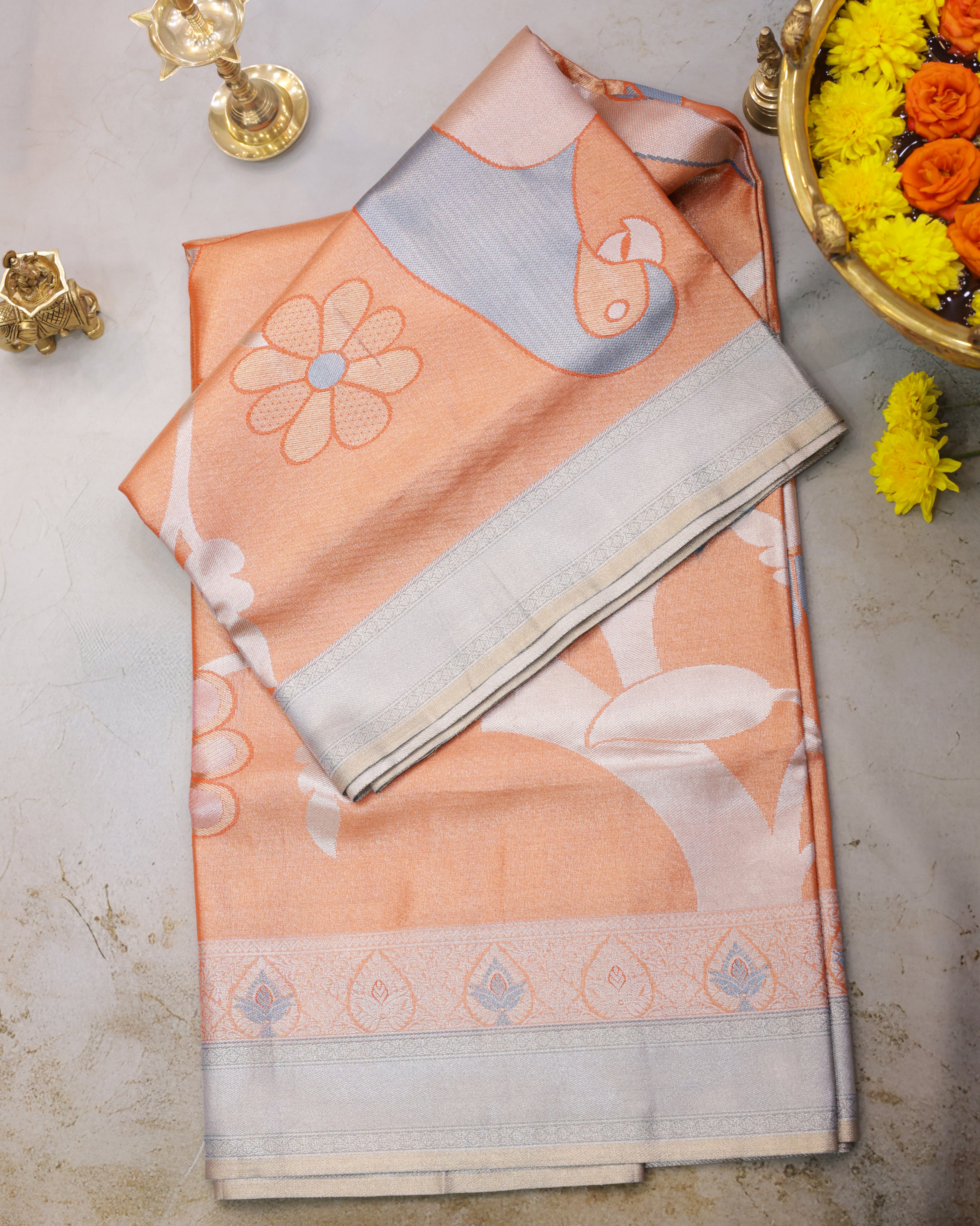 Kanchipuram Tissue Parrot Motif Silk Saree