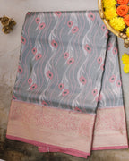Kanchipuram Tissue Saree with Crepers Design in Green Golden Tones