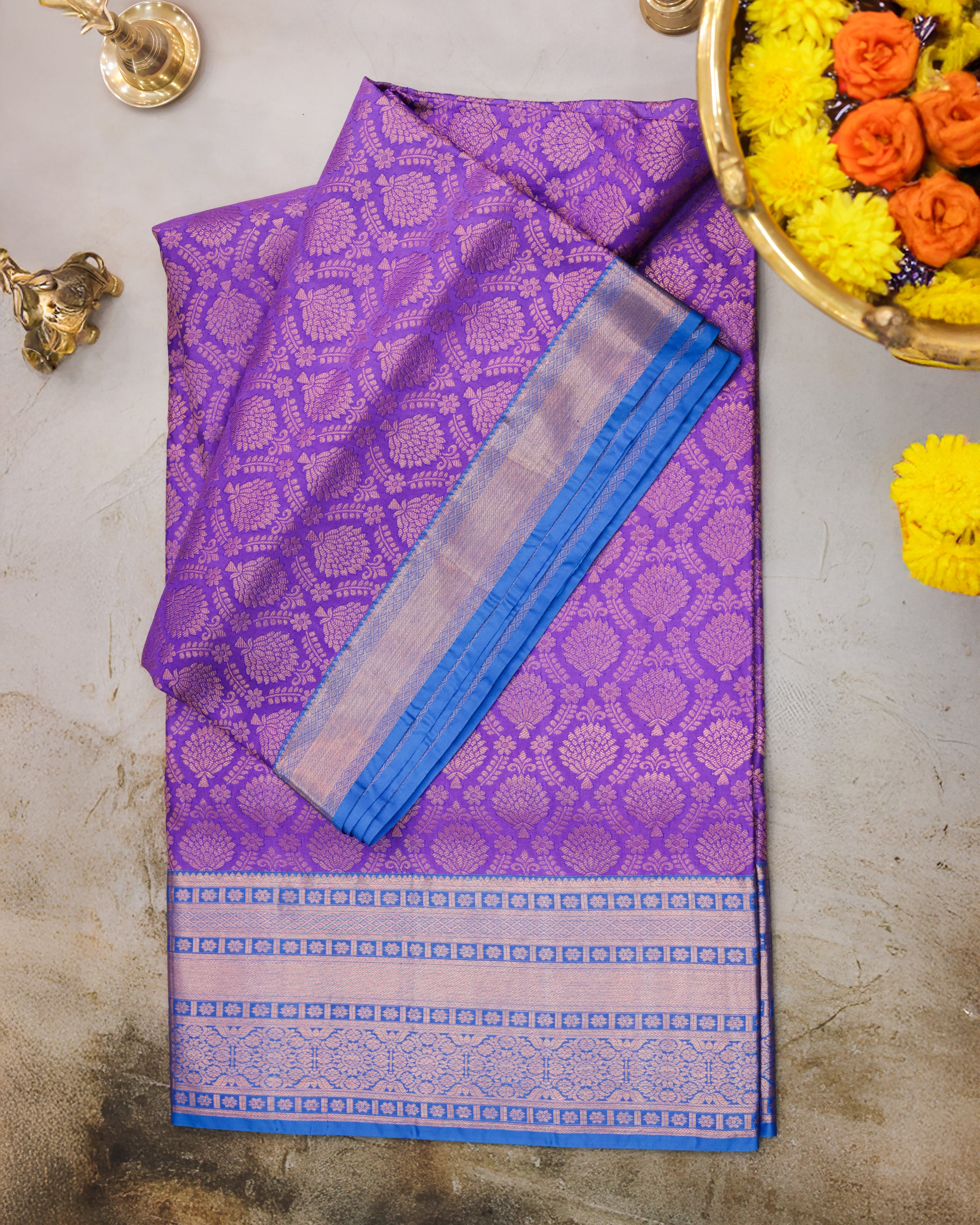 Lavender Kanchipuram Bridal Saree