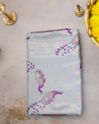 Kanchipuram Tissue Fancy Saree in Pastel Sky Blue with Golden Zari Weaving