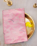 Pink Kanchipuram Tissue Saree with All-Over Golden Zari Design