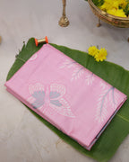 Kanchipuram Tissue Saree with Coconut Tree & Butterfly Motif – Baby Pink
