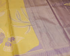 Kanchipuram Tissue Saree with Coconut Tree & Butterfly Motifs in Yellow