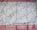 Kanchipuram Tissue Fancy Saree in Pastel Sky Blue with Golden Zari Weaving
