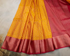 Kanchipuram All Over Bridal Yellow Saree with Copper Zari
