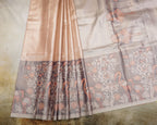 Kanchipuram Tissue Fancy Saree in Orange Golden with Meena Kari Work