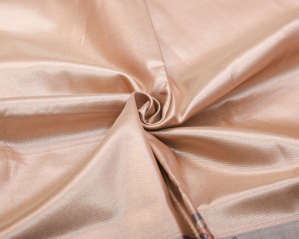 Kanchipuram Tissue Fancy Saree in Orange Golden with Meena Kari Work