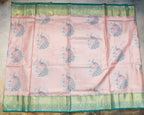 Kanchipuram Tissue Peacock Meena Kari Saree in Brick Tones