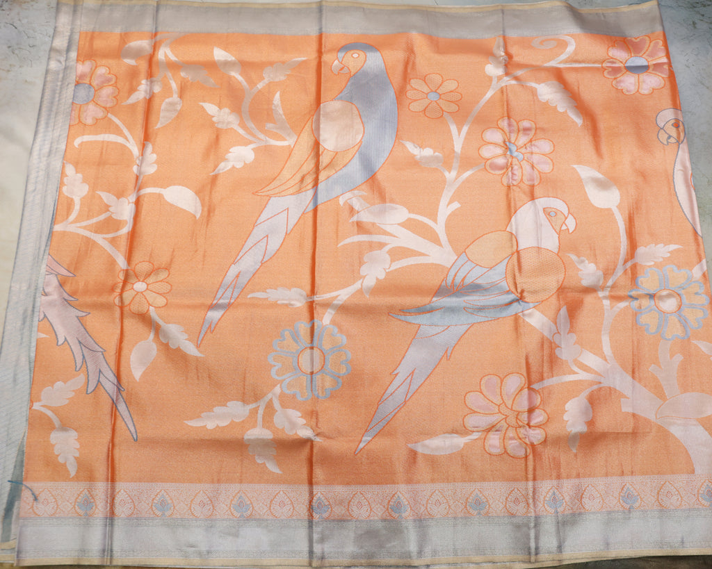 Kanchipuram Tissue Parrot Motif Silk Saree