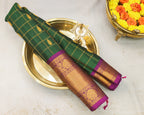 Gadwal Pure Silk Saree – Bottle Green & Purple with Golden Zari