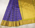 Gadwal pure silk saree in royal blue with olive green Temple Border